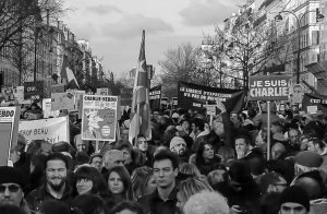 On January 11, 2015, nearly two million people including 40 world leaders gathered in Paris, France for a rally of national unity following the terrorist attack on Charlie Hebdo journalists.