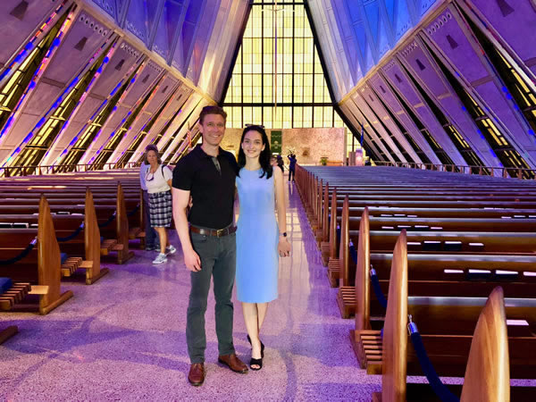 The author and his wife, Lilya, in the Cadet Chapel at the U.S. Air Force Academy.