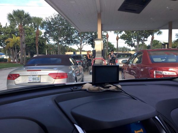 Waiting in line for gas in Delray Beach, Florida, on September 4, 2017.