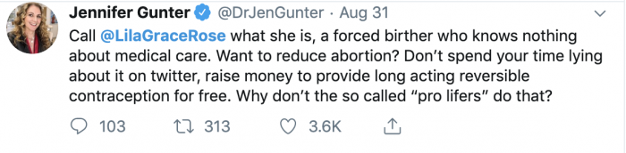 Screenshot of Jennifer Gunter tweet